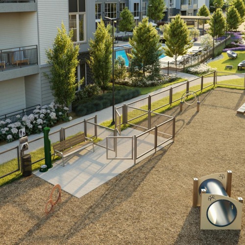 a dog park with a fence